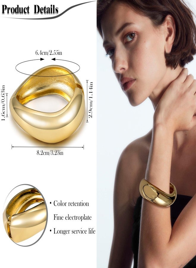 MEDOJO 4 Pcs Women Golden Cuff Bracelet Hinged Design Bracelet Trendy Chunky Cuff Bangle Thick Golden Bracelets for Women - Image 5